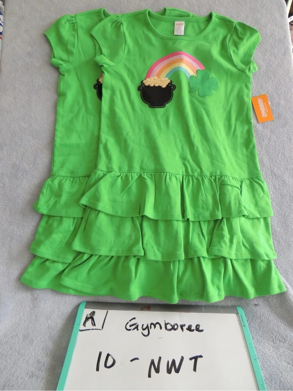 Gymboree Lime Green Rainbow & Pot of Gold Ruffle Dress